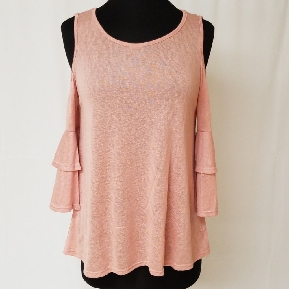 Pink Cold Shoulder Blouse - Picture 4 of 5